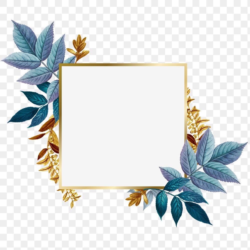 Square gold frame, editable leaf design