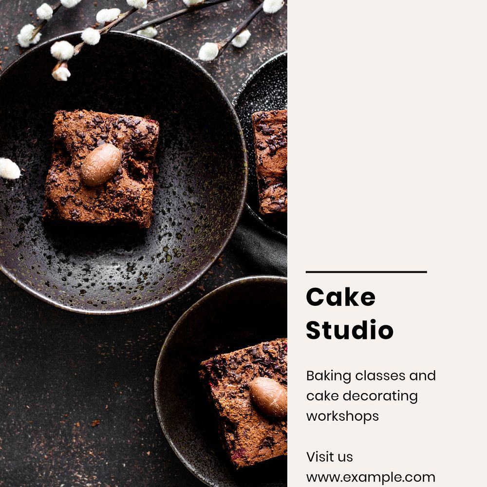 Cake studio Instagram post template, editable social media design