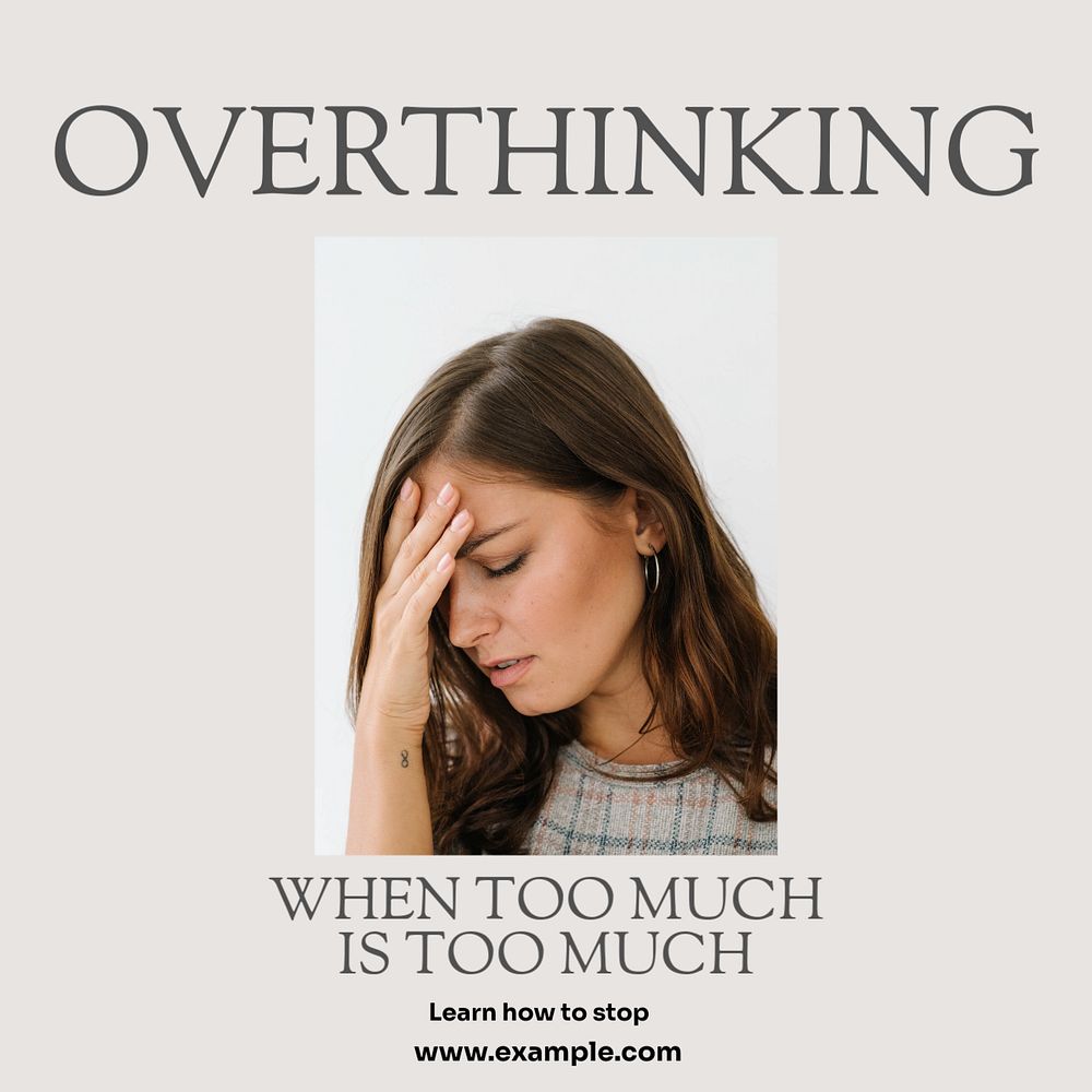 Overthink & stress post template, editable text for social media