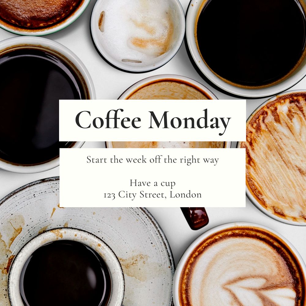 Coffee Monday Instagram post template, editable text