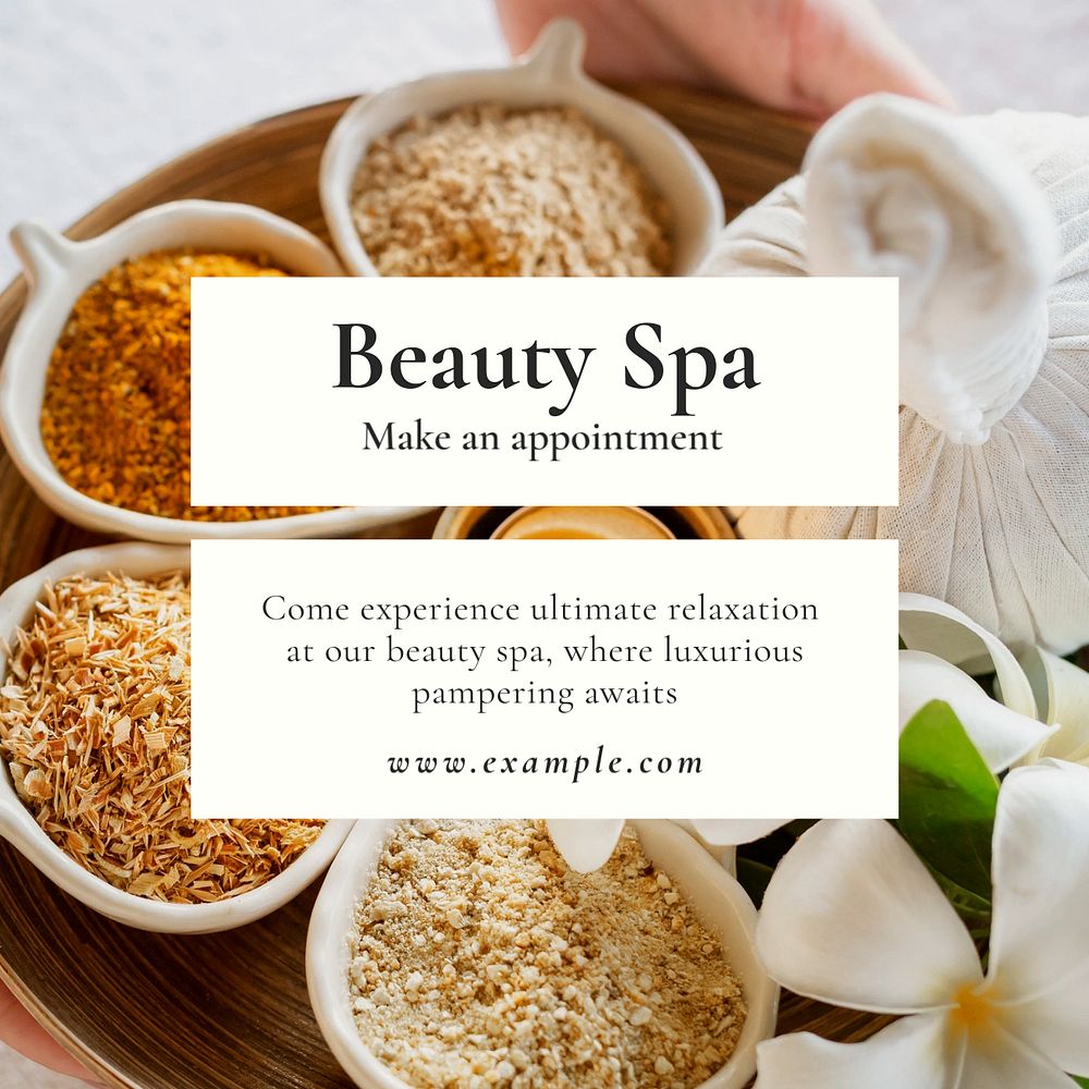 Beauty spa Instagram post template, editable text