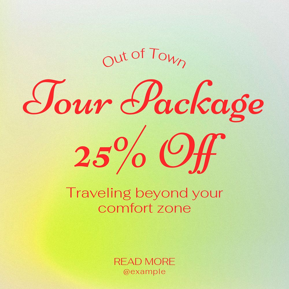 Tour package Instagram post template, editable text