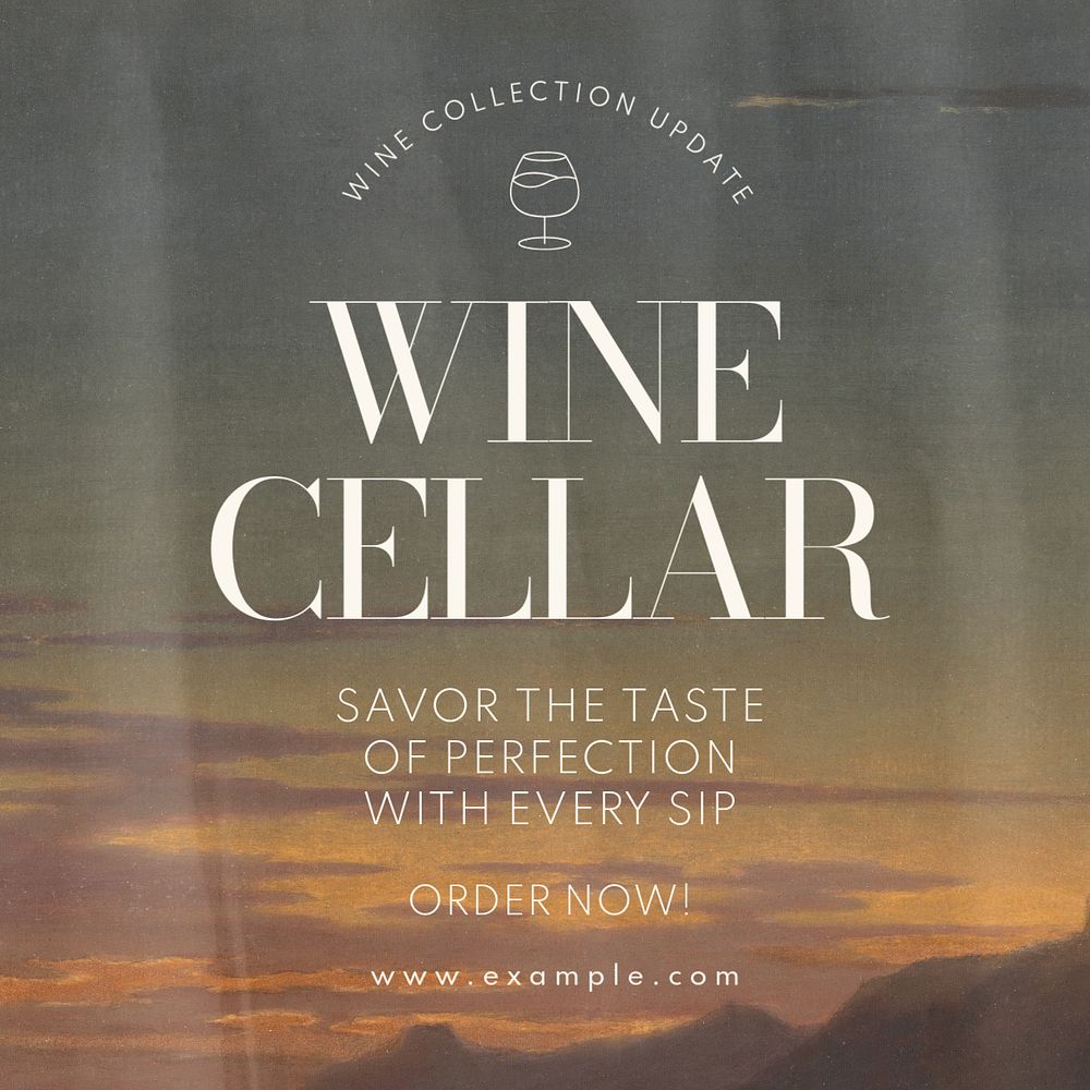 Wine cellar Instagram post template, editable text