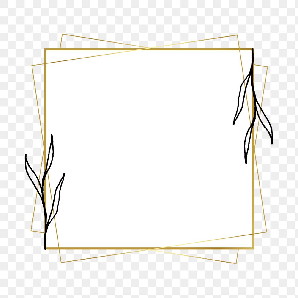 Square gold frame png element, editable collage remix