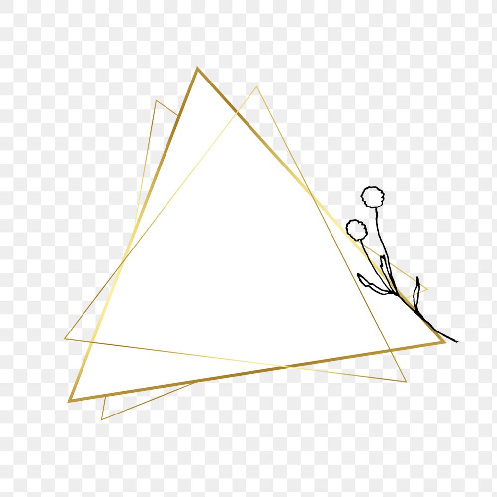 Editable gold frame png element, triangle shape