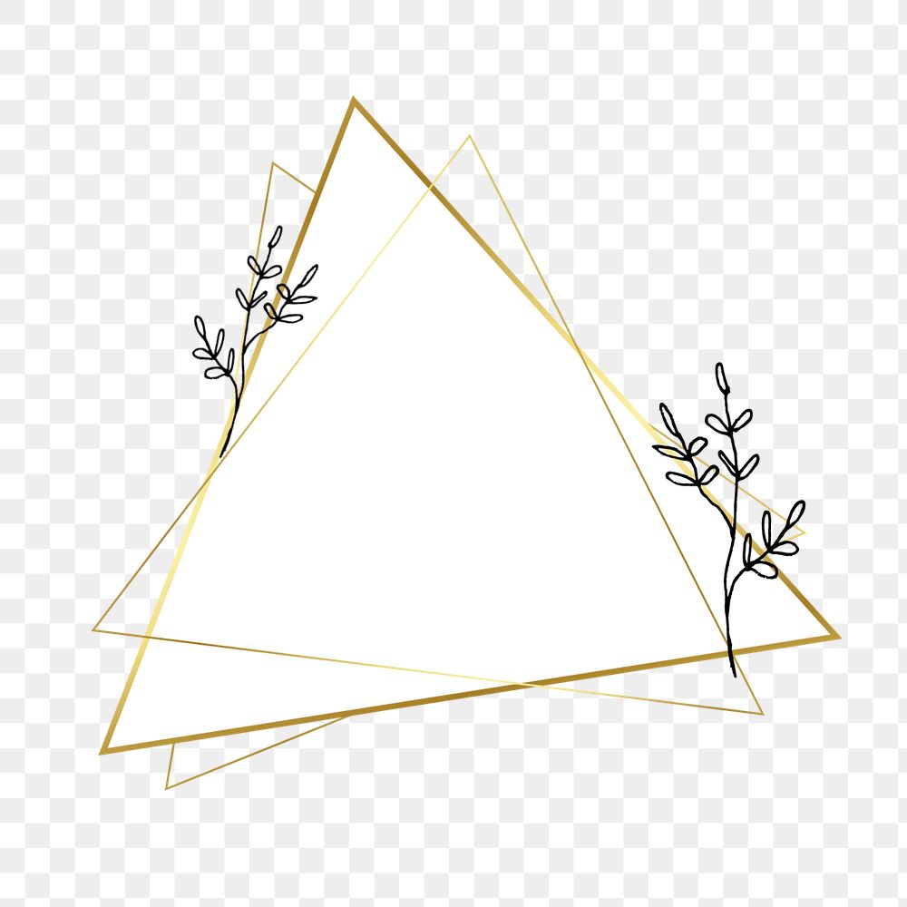 Editable gold frame png element, triangle shape