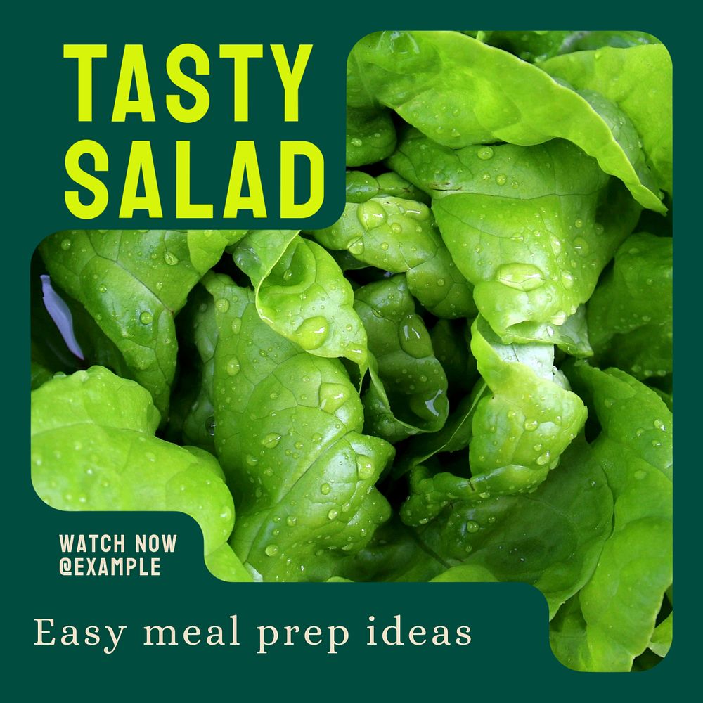 Salad prep  Instagram post template, editable text