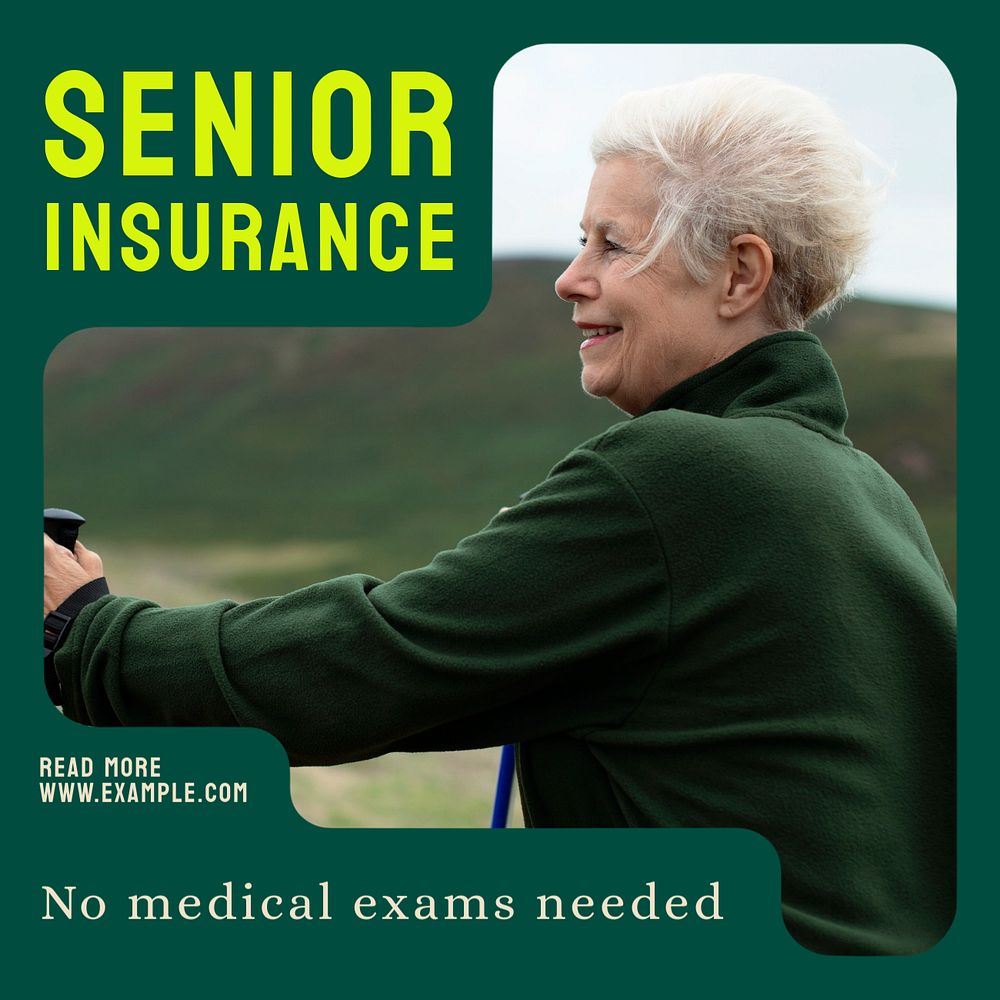 Senior insurance Instagram post template, editable text