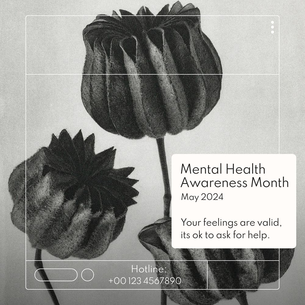 Mental health awareness Instagram post template, editable text