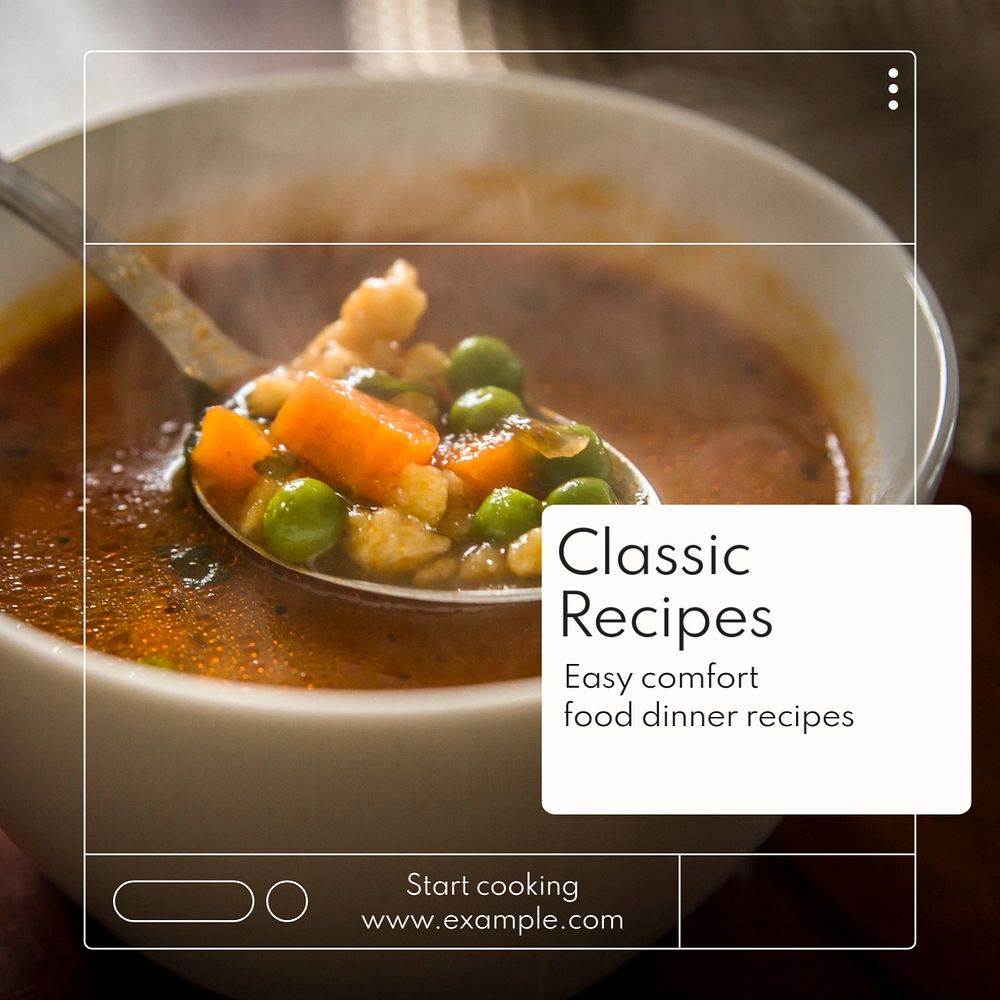 Food recipes Instagram post template, editable text