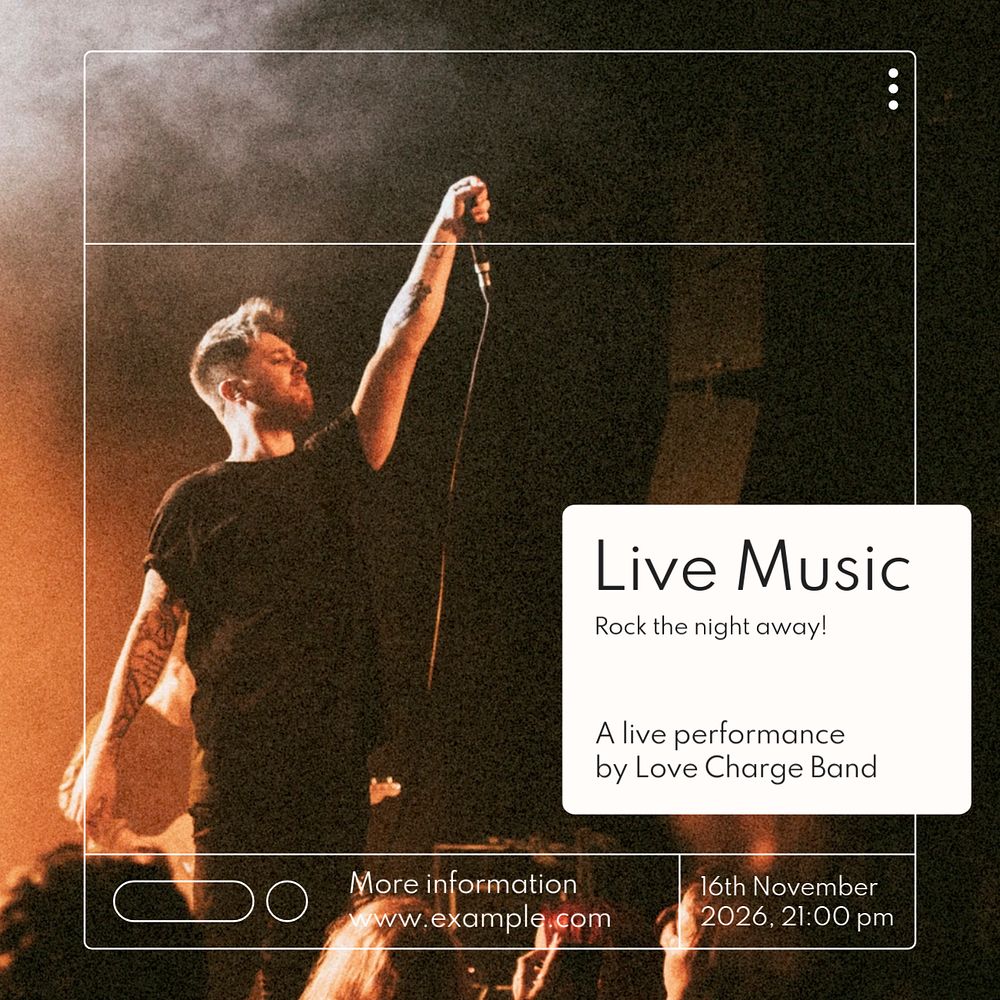 Live music Instagram post template, editable text