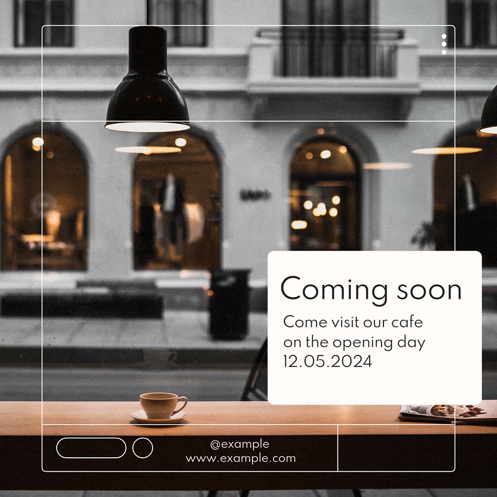 Cafe opening Instagram post template, editable text