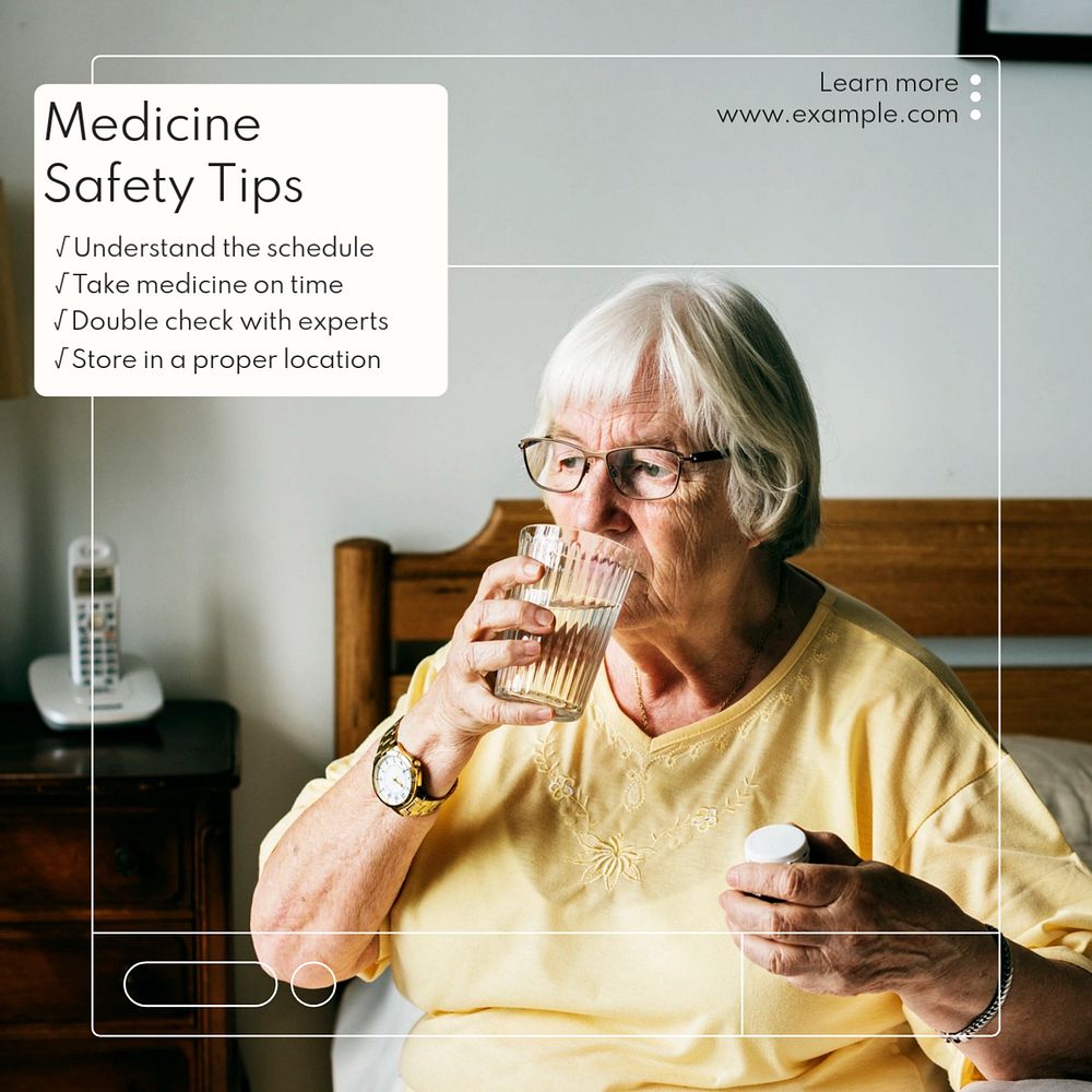  Medicine safety tips  Instagram post template, editable text