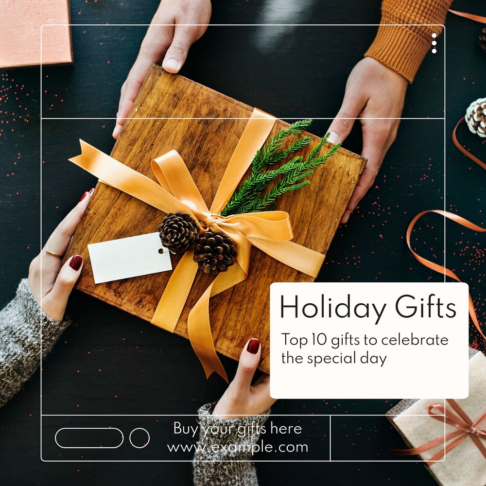 Holiday gifts Instagram post template, editable text