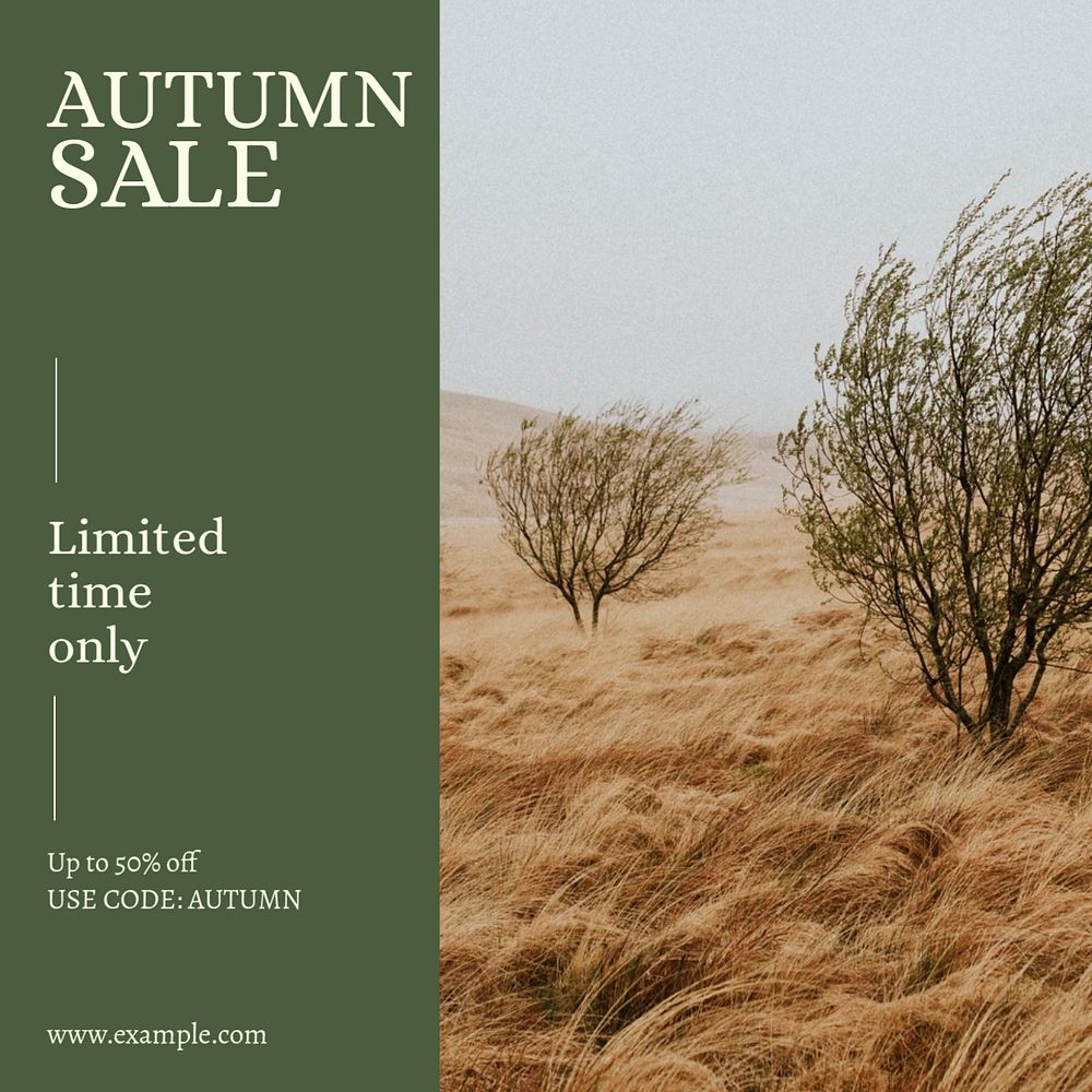 Autumn sale post template, editable text for social media