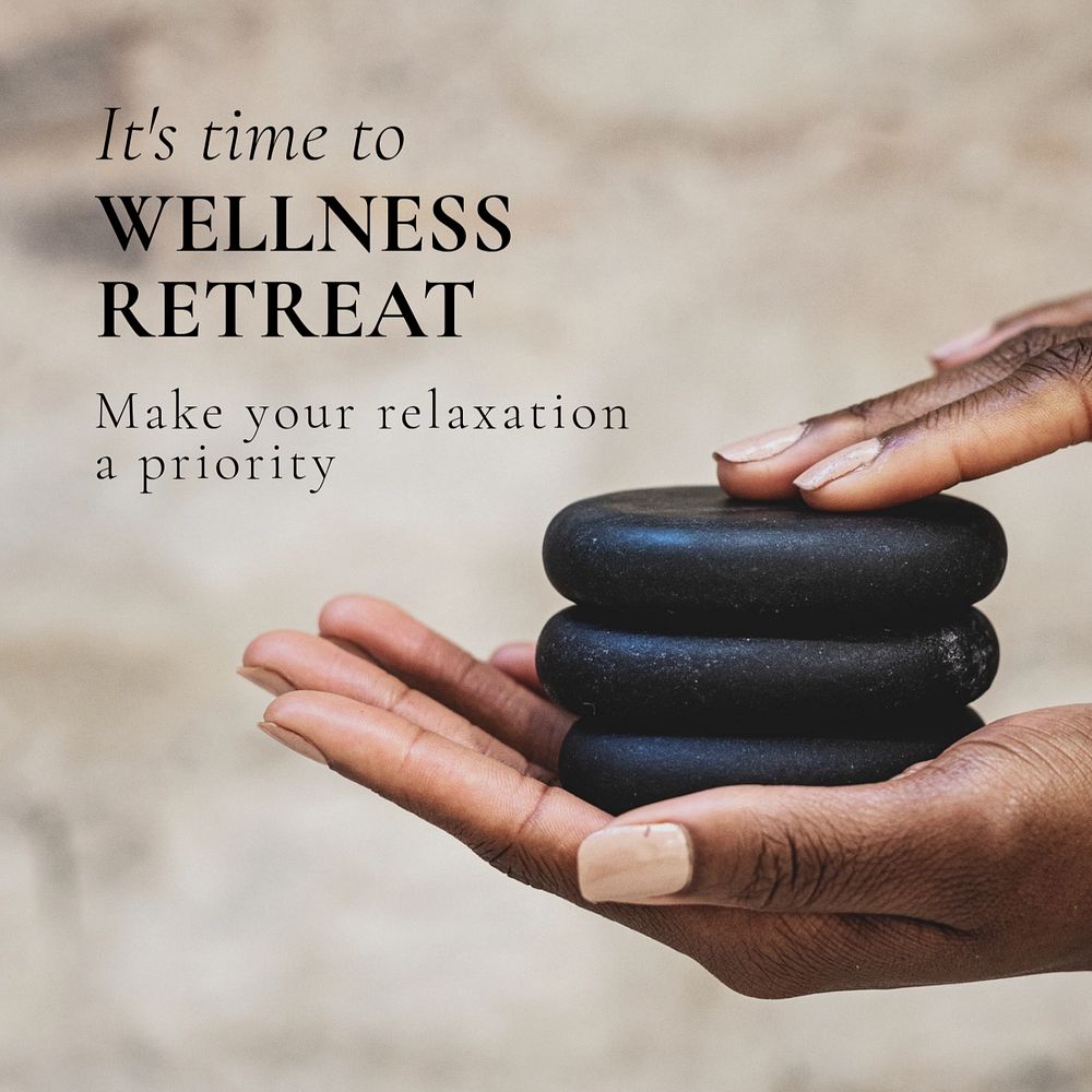 Wellness retreat Instagram post template, editable design