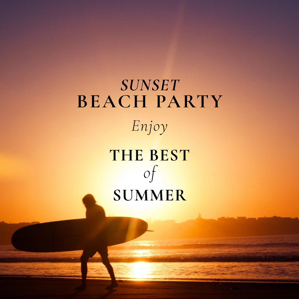 Beach party Instagram post template, editable text