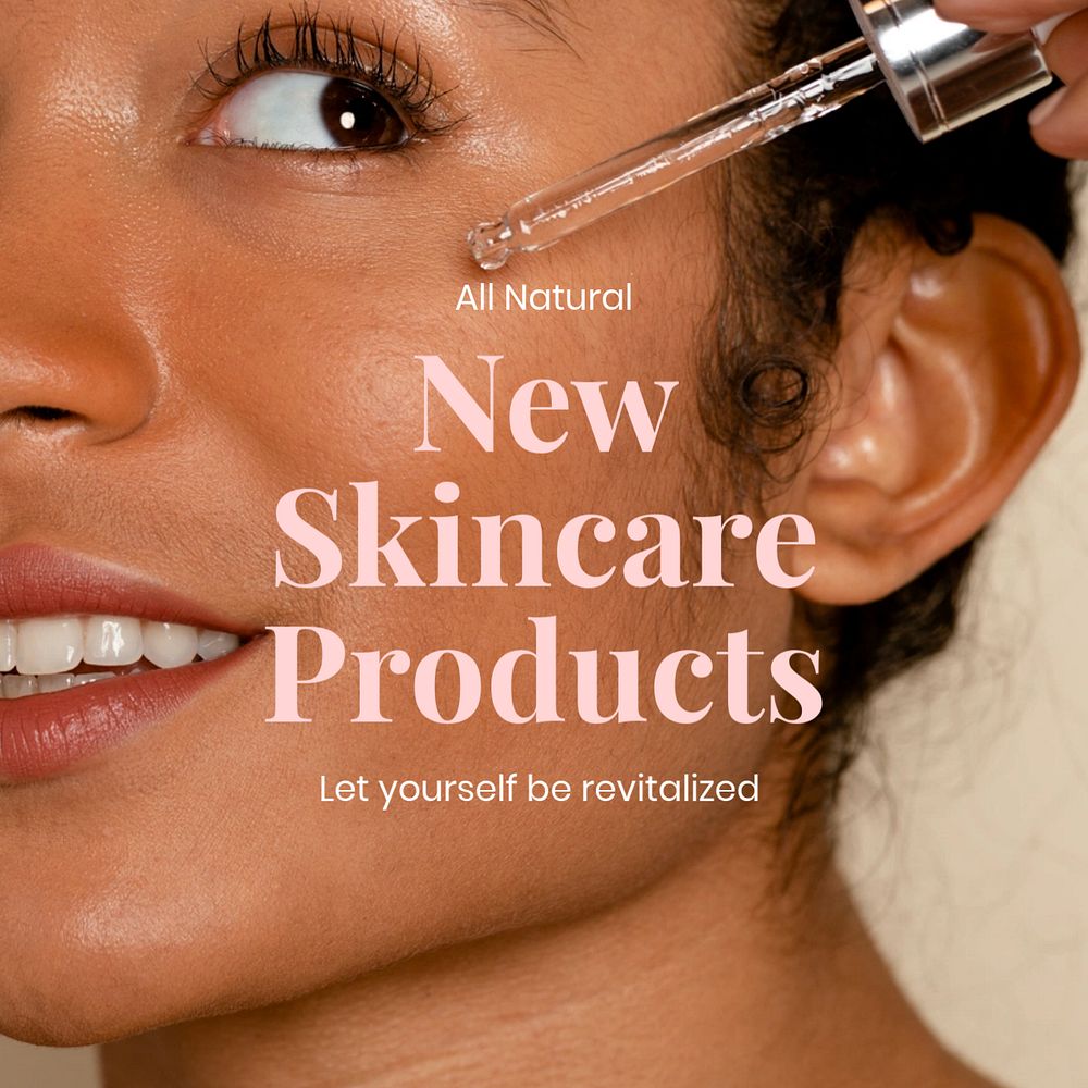 New skincare products Instagram post template, editable text