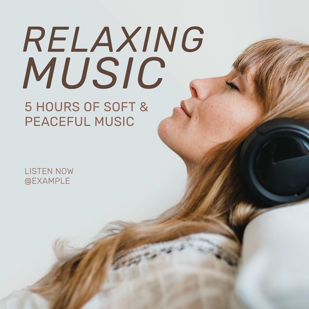 Relaxing music Instagram post template, editable text