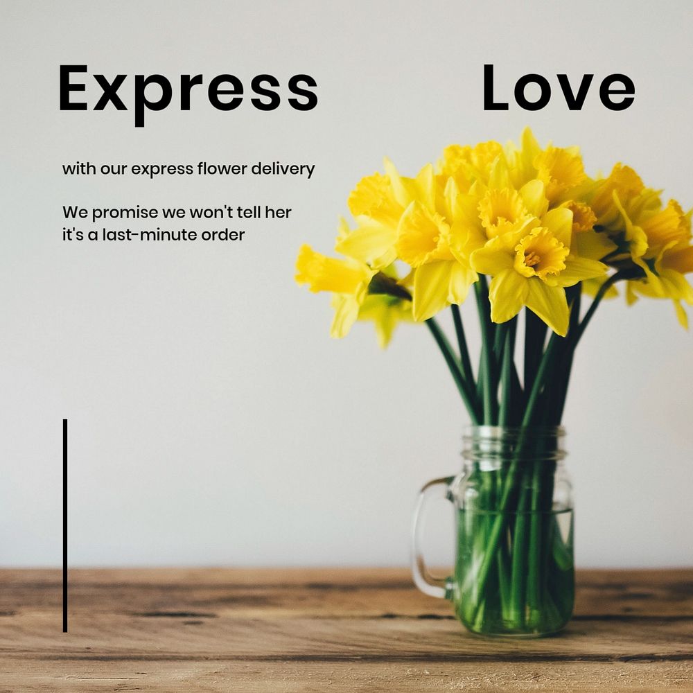 Flower delivery Instagram post template, editable design