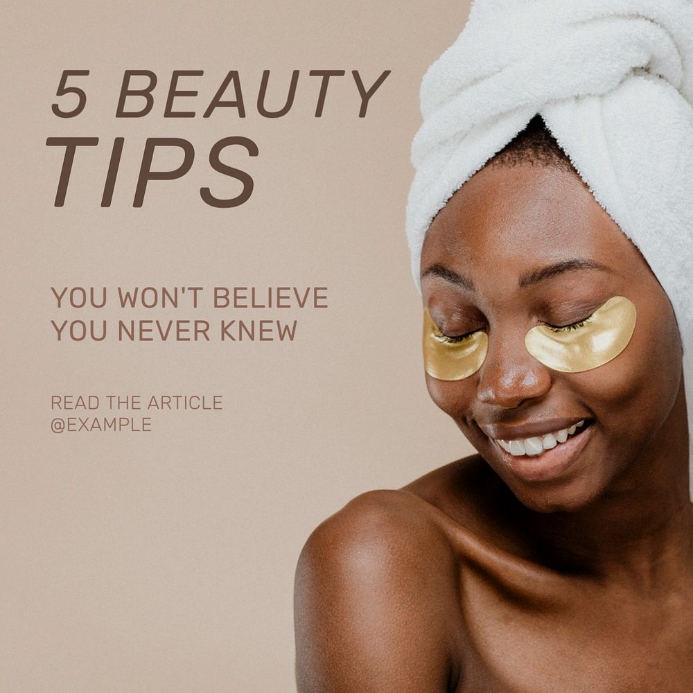 Beauty tips Instagram post template, editable text