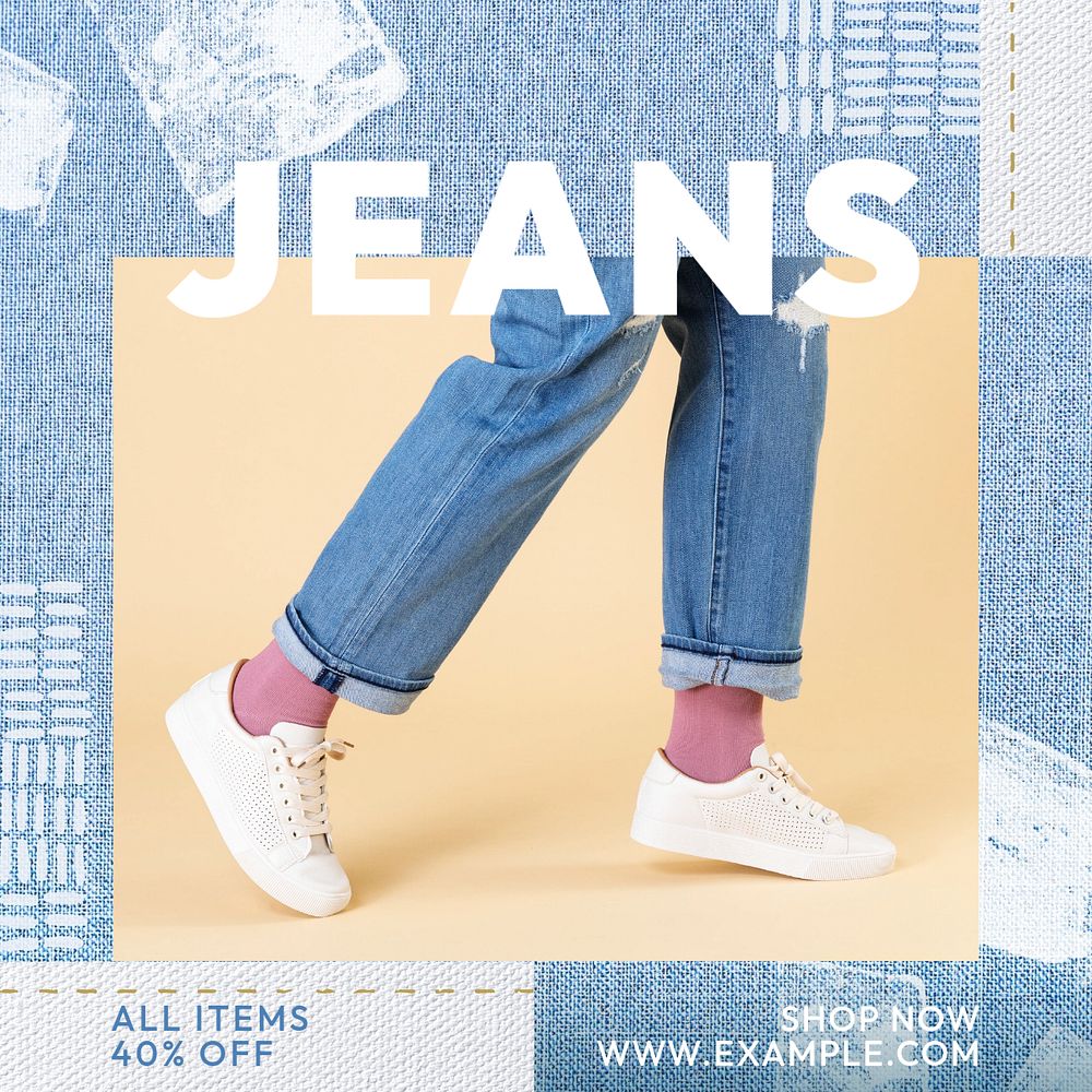 Jeans Instagram post template, editable text