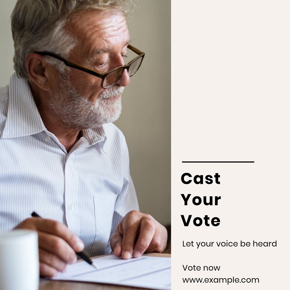 Cast your vote Instagram post template, editable text