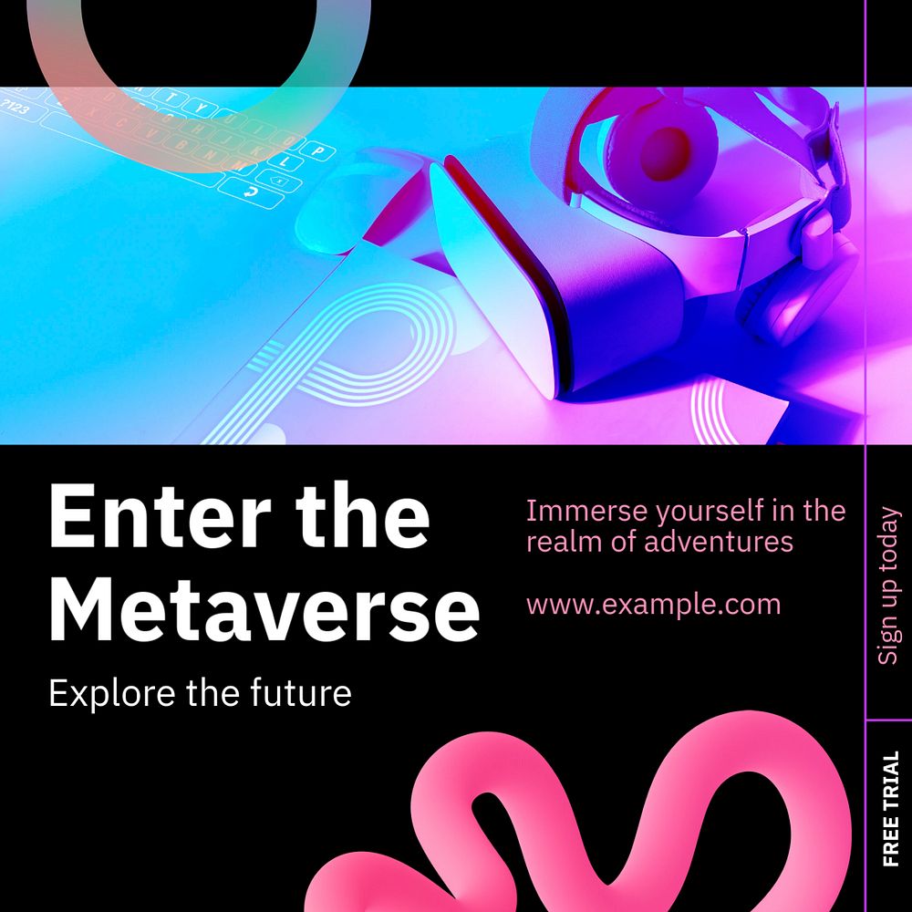 Metaverse post template, editable text for social media