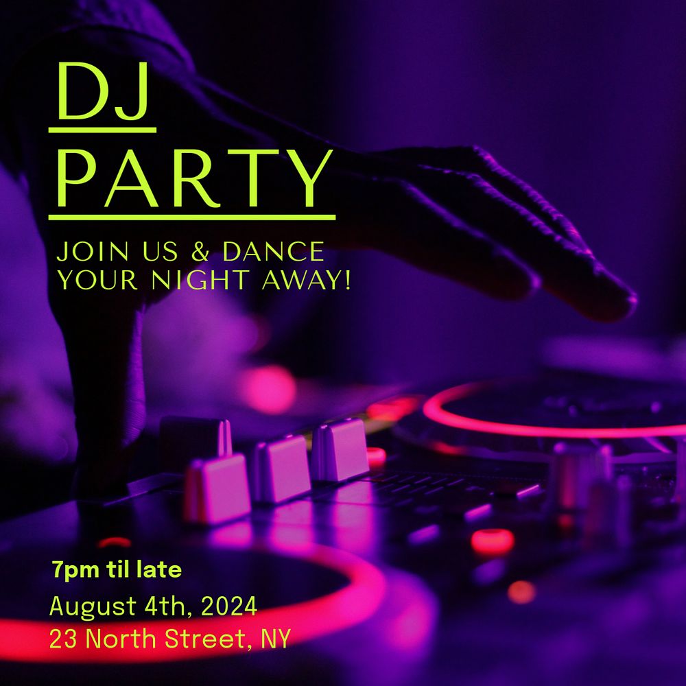 DJ party Instagram post template, editable text