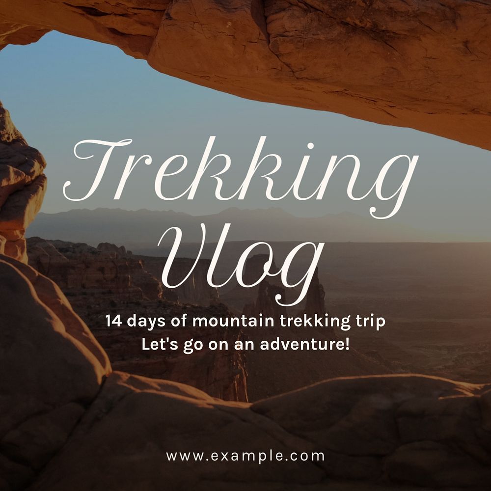 Trekking vlog Instagram post template, editable design