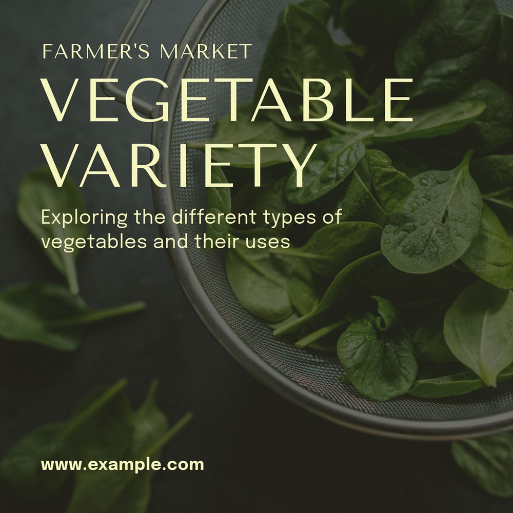 Vegetable variety Instagram post template, editable design