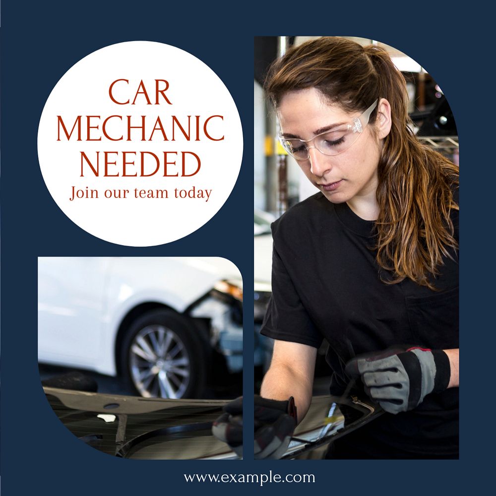 Car mechanic Instagram post template, editable text