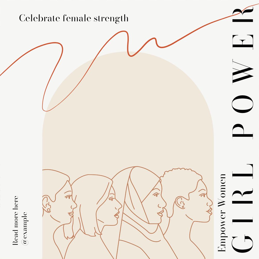 Girl power Instagram post template, editable text