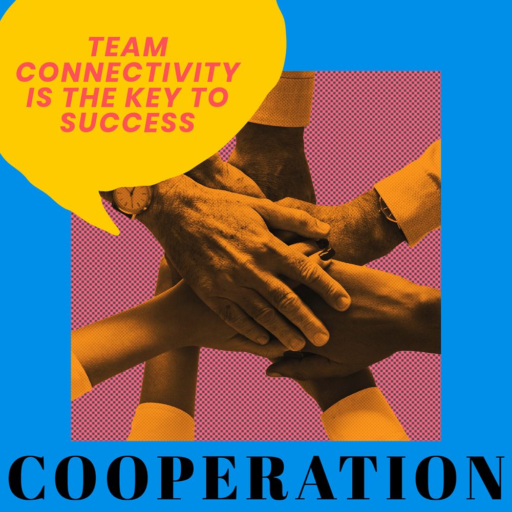 Cooperation post template, editable text for social media