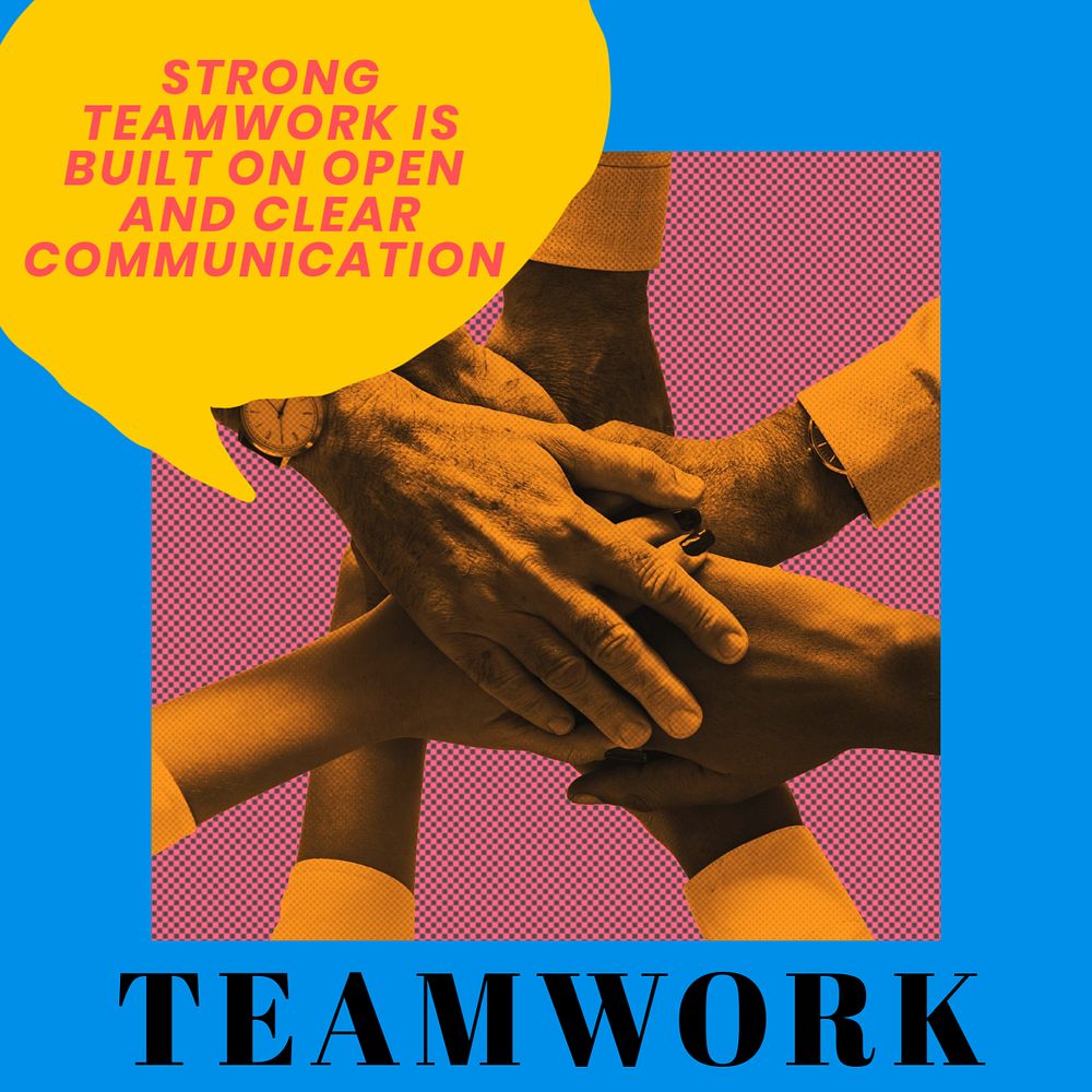 Teamwork post template, editable text for social media