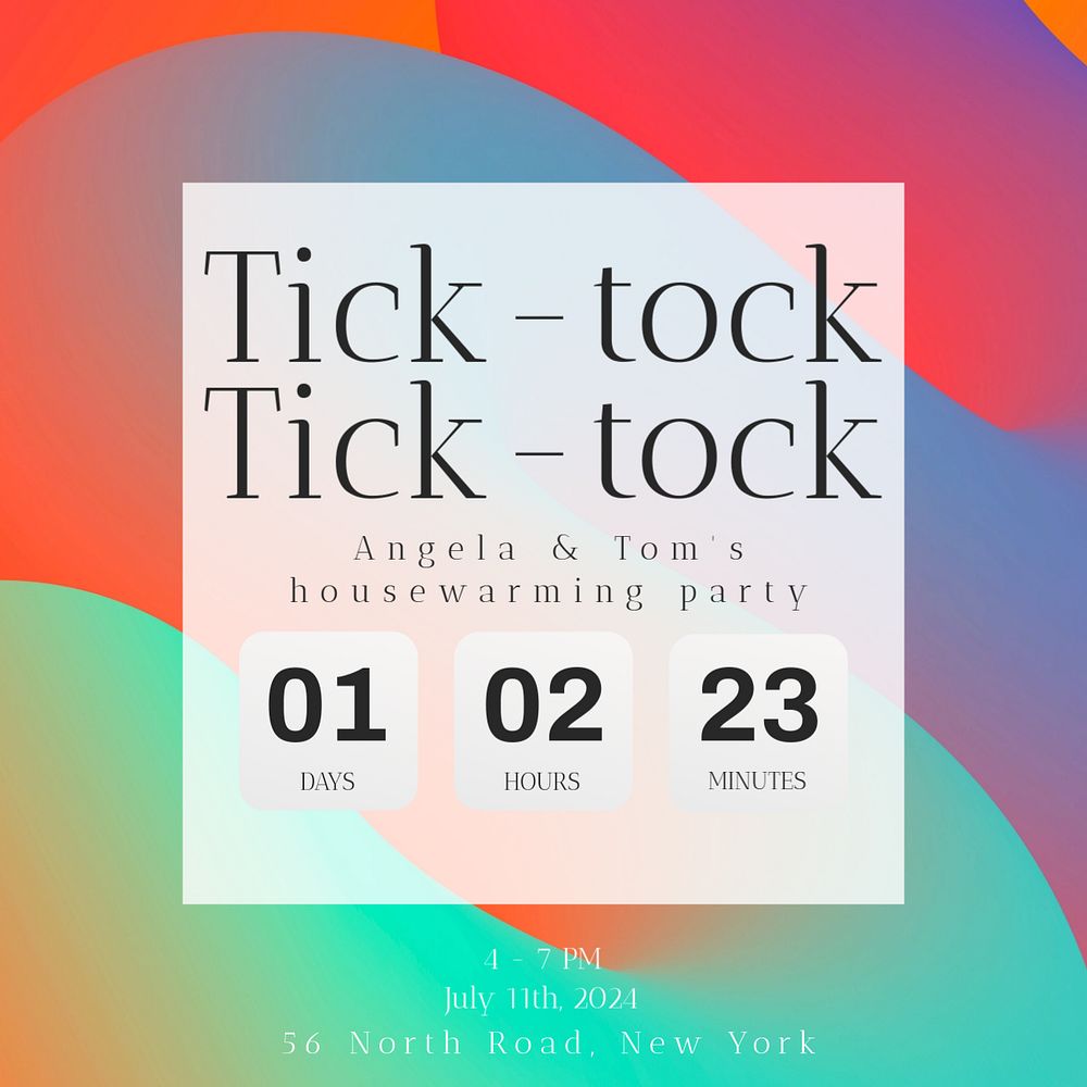 Tick-tock Instagram post template, editable text