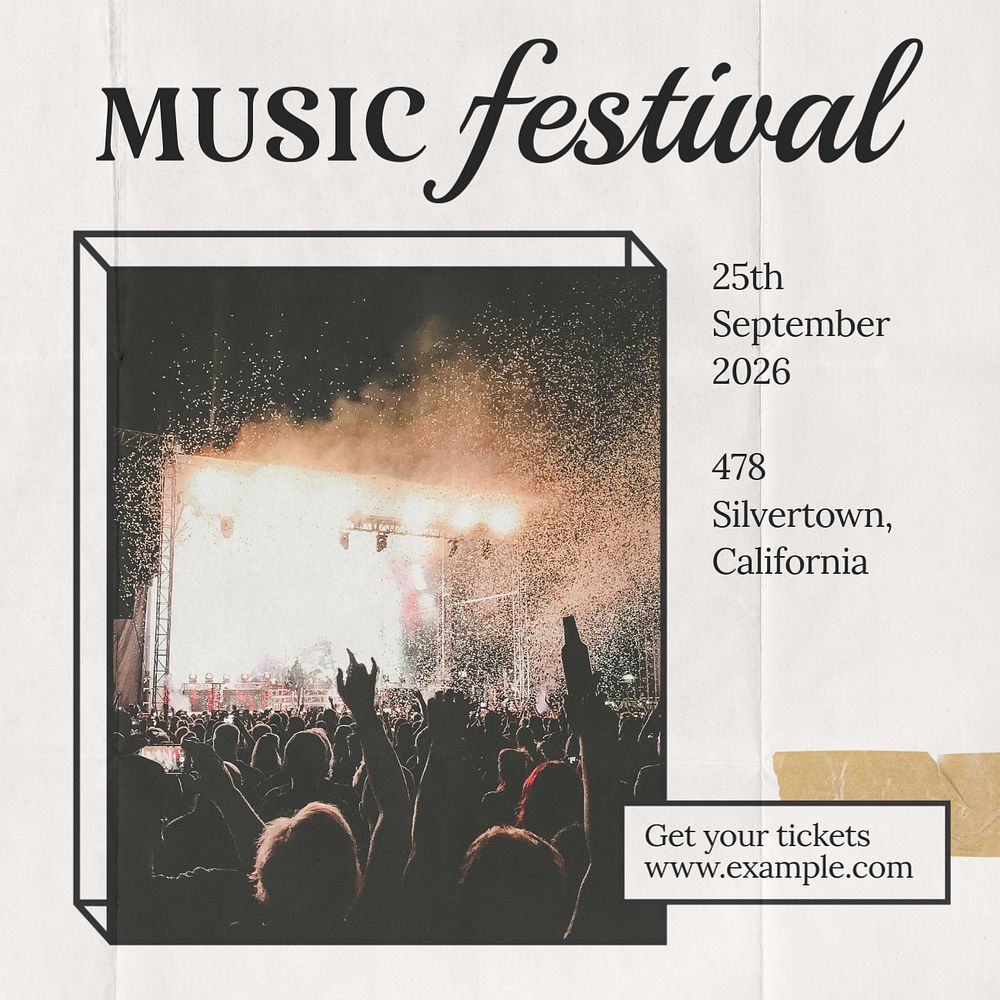 Music festival Instagram post template, editable design