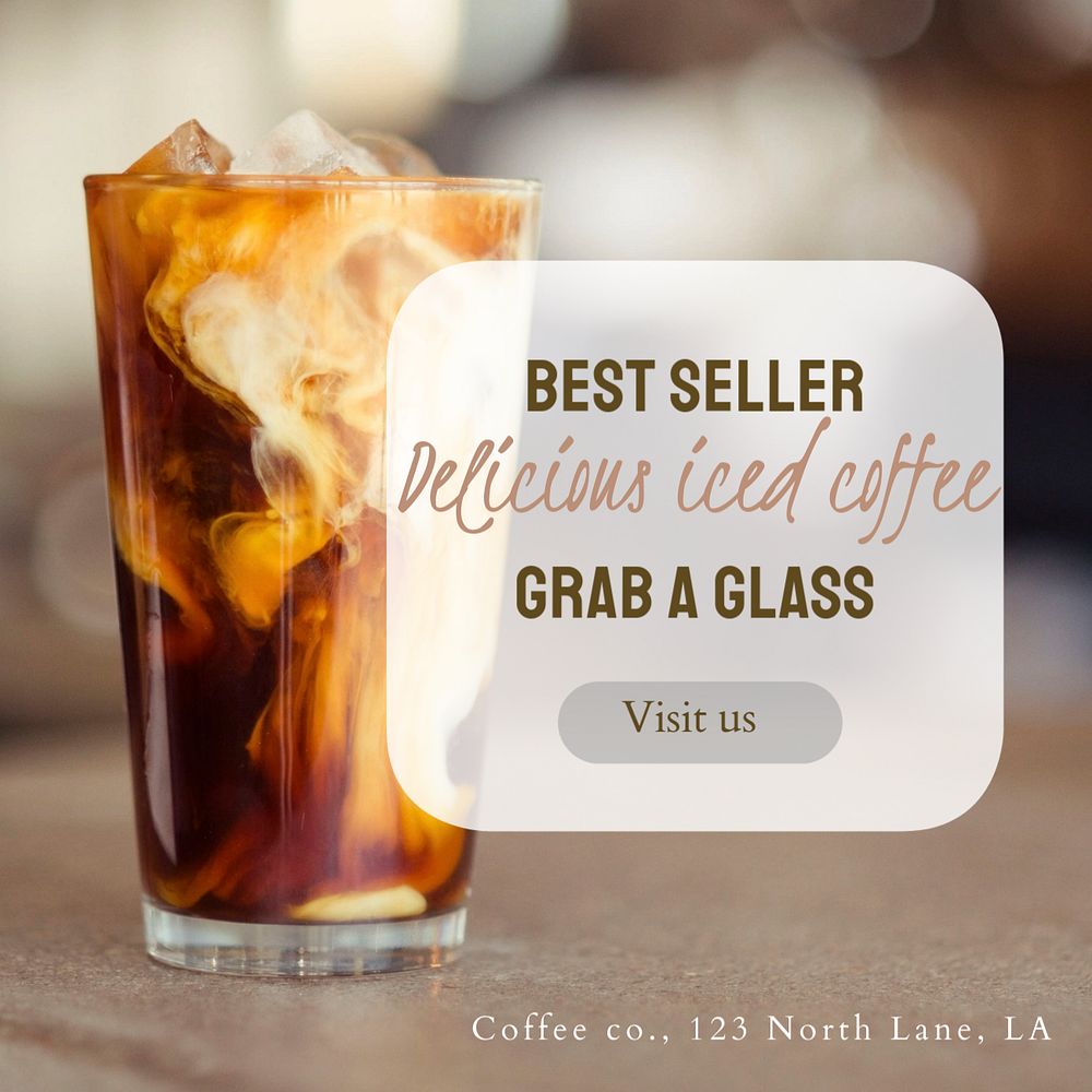 Iced coffee Instagram post template, editable design