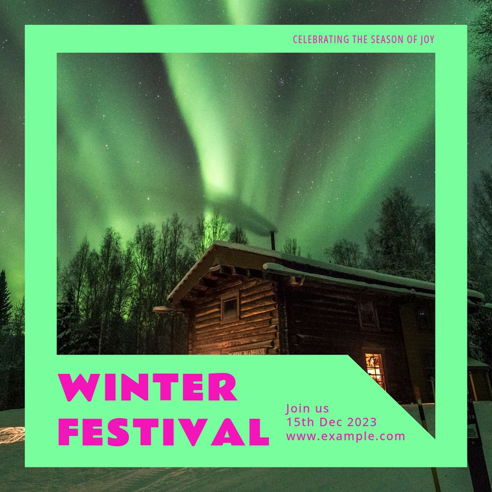 Winter festival Instagram post template, editable text