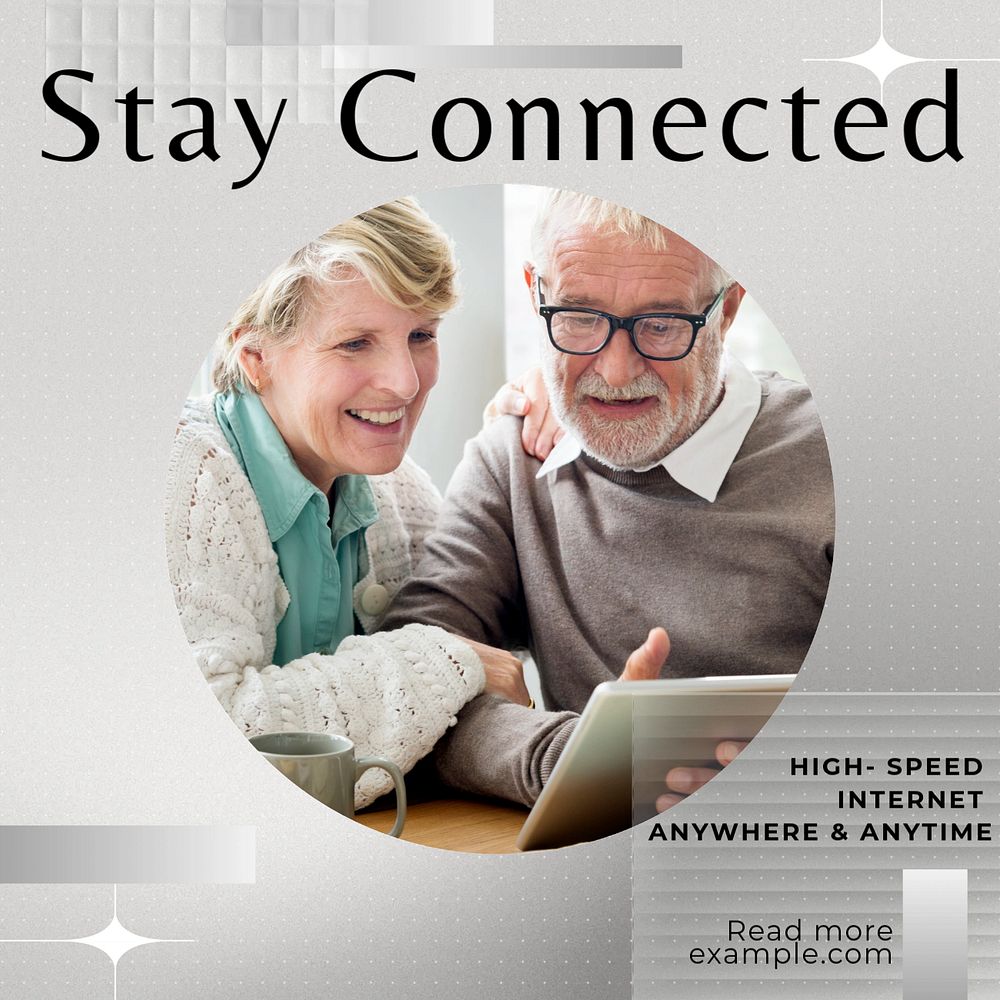 Stay connected post template, editable text for social media