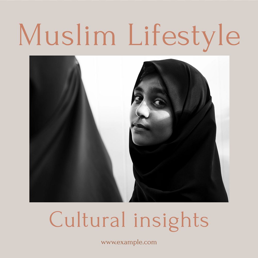 Muslim lifestyle Instagram post template, editable text