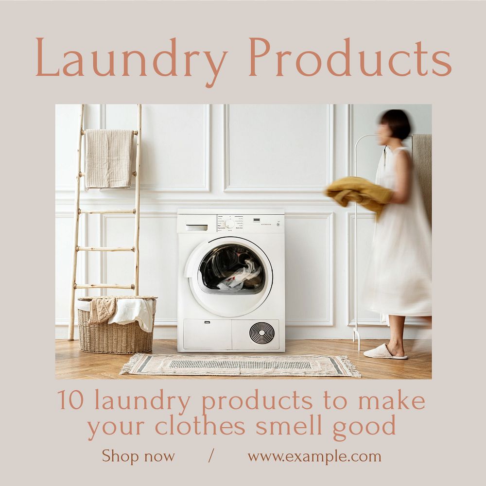 Laundry products Instagram post template, editable text