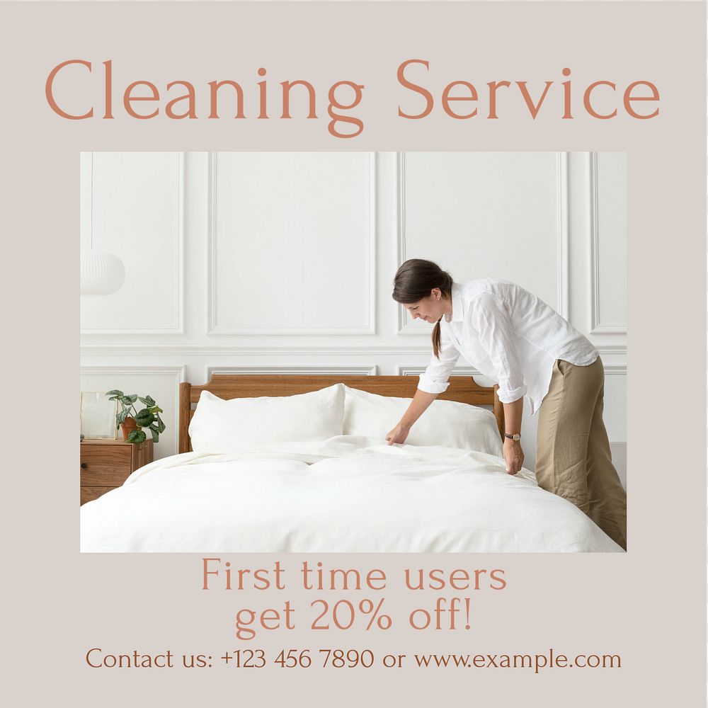 Cleaning service Instagram post template, editable text