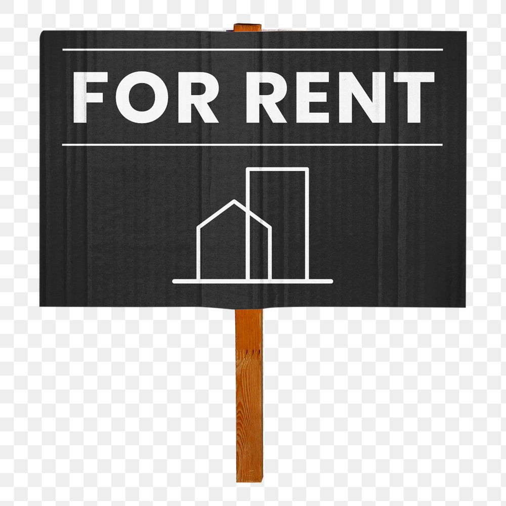 For rent sign png mockup element, transparent background