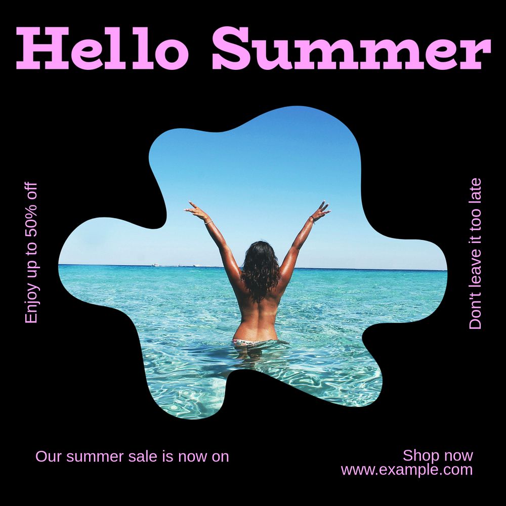 Hello summer Instagram post template, editable design