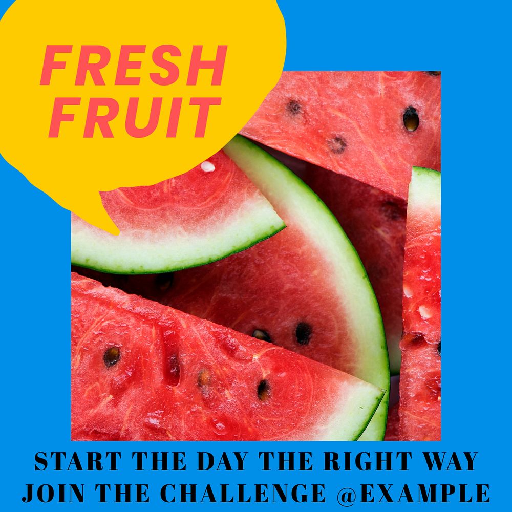 Fresh fruit post template, editable text for social media