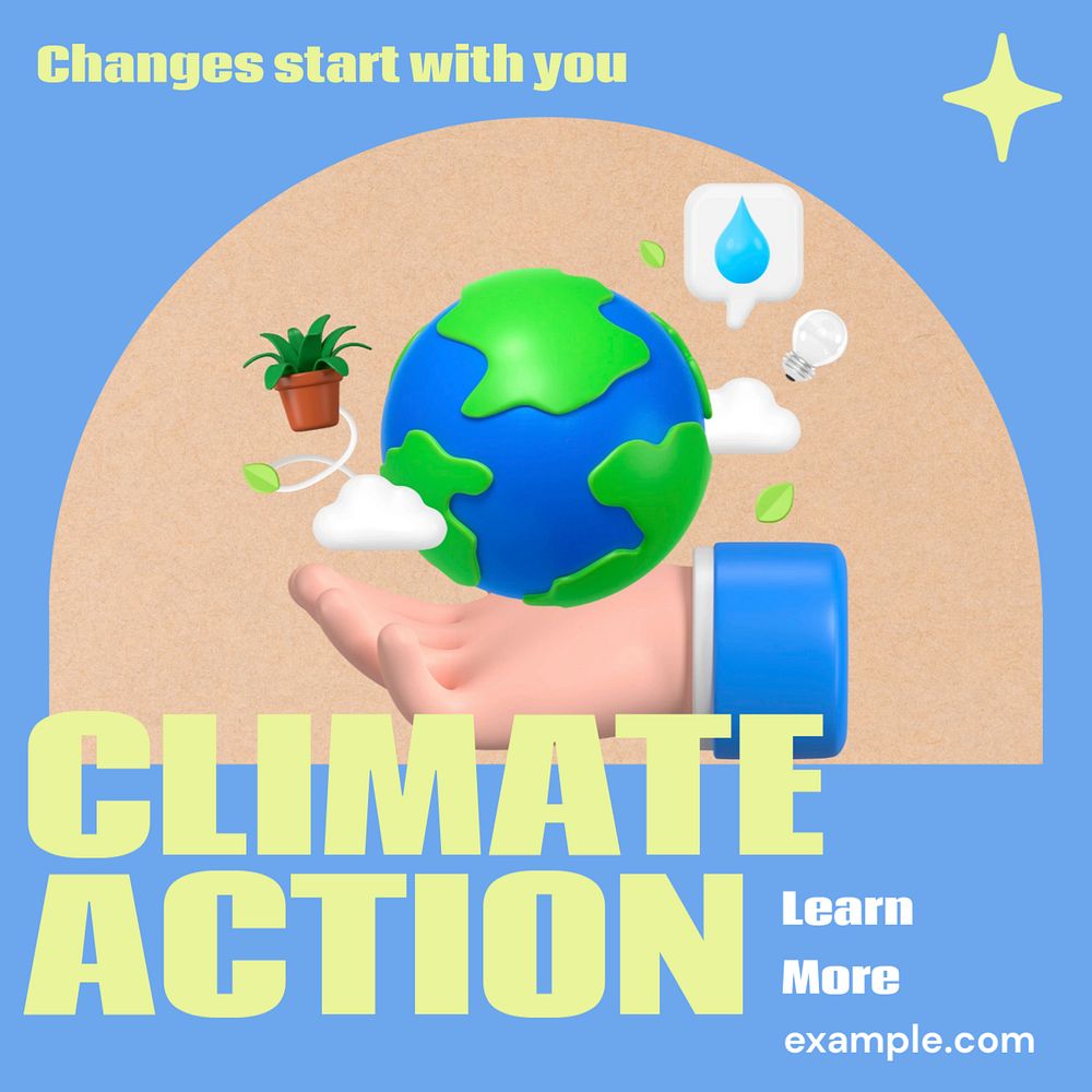 Climate action Instagram post template, editable design