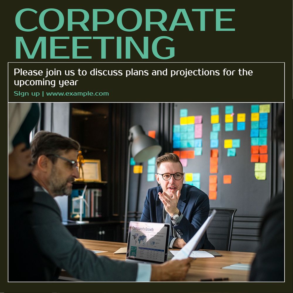 Corporate meeting Instagram post template, editable design