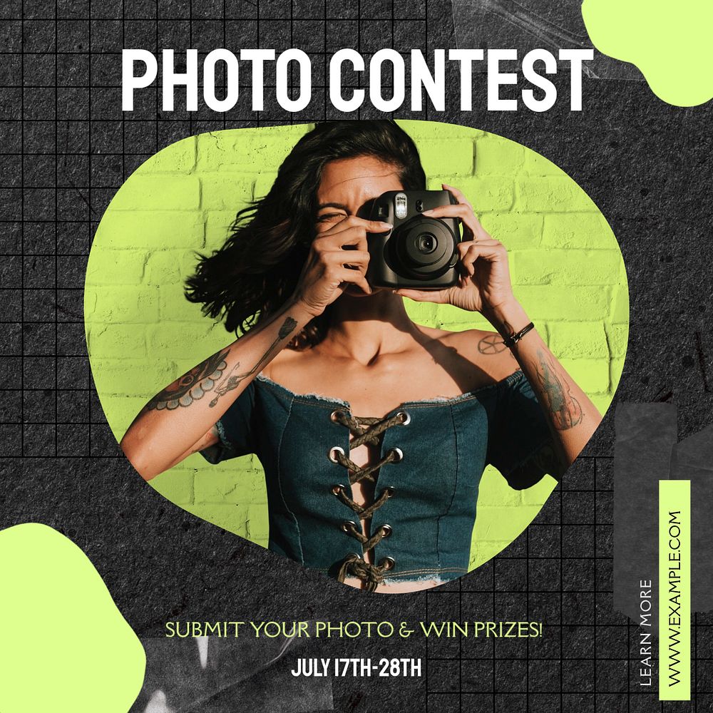 Photo contest Instagram post template, editable design