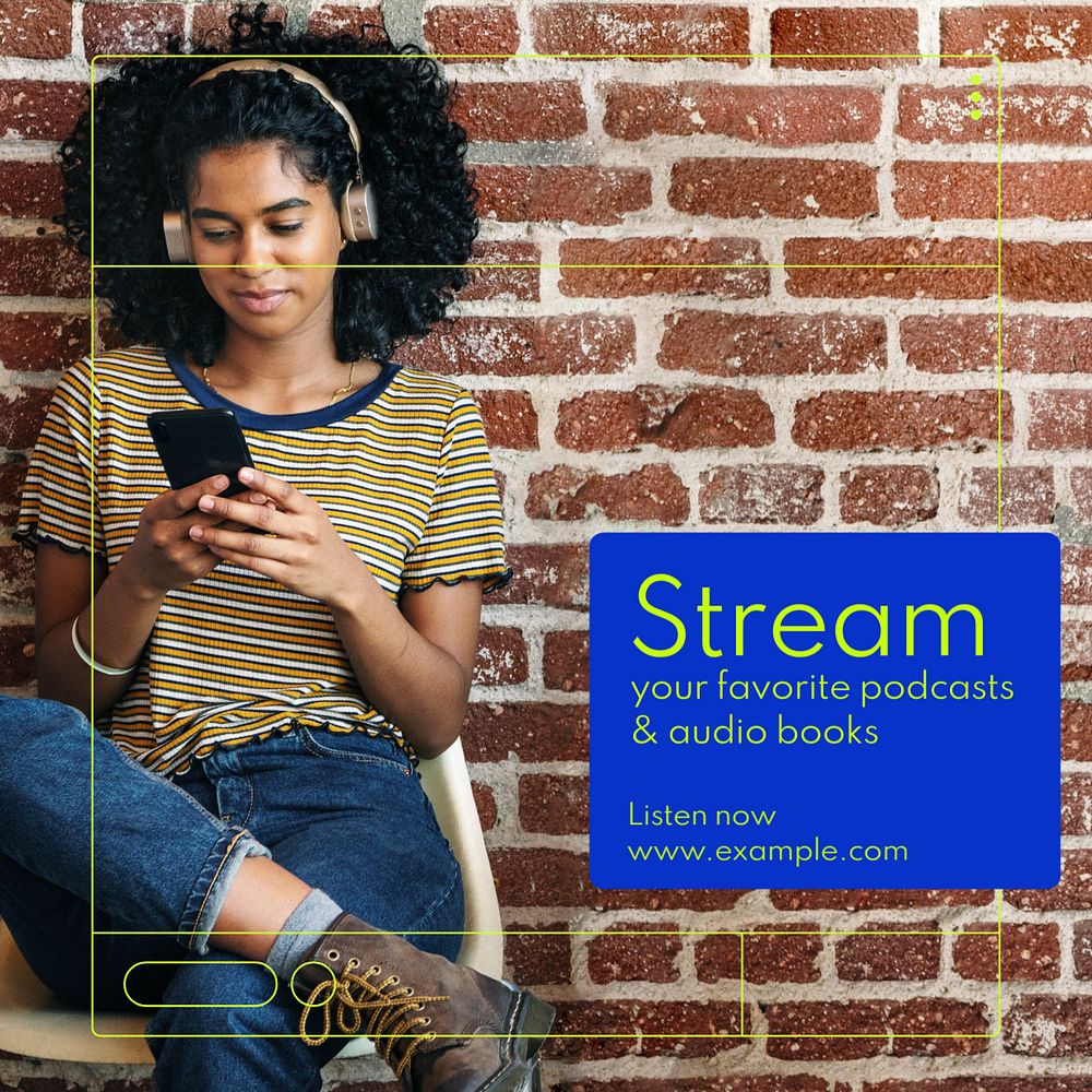 Stream Instagram post template, editable text